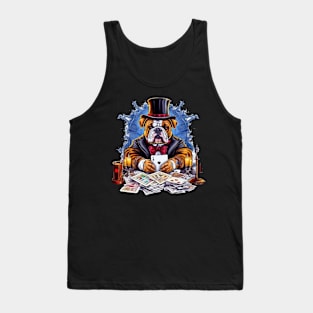 Accountant English Bulldog t-shirt design, a bulldog wearing a top hat and holding a crystal ball Tank Top